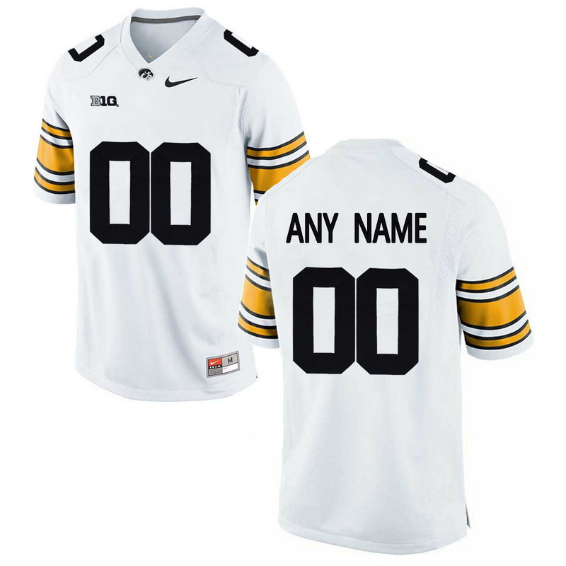 Men Iowa Hawkeyes Customized College Football Limited Jersey  White->->Custom Jersey